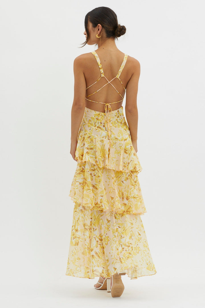 LISA | Robe Maxi à Volants Fleurie