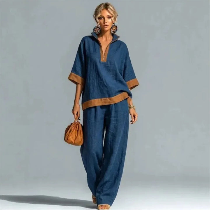 Ensemble Coordonné Vintage en Lin pour Femmes