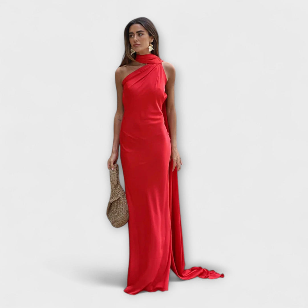 Robe Maxi Chic avec épaules dénudées et lien au cou
