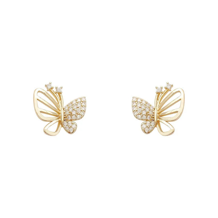 Boucles d'oreilles clous en zircon en forme de papillon élégantes