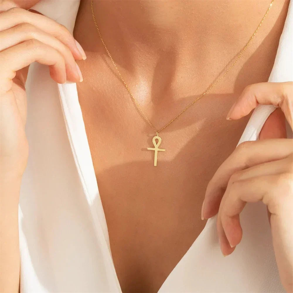 Collier avec Pendentif Ankh en Or