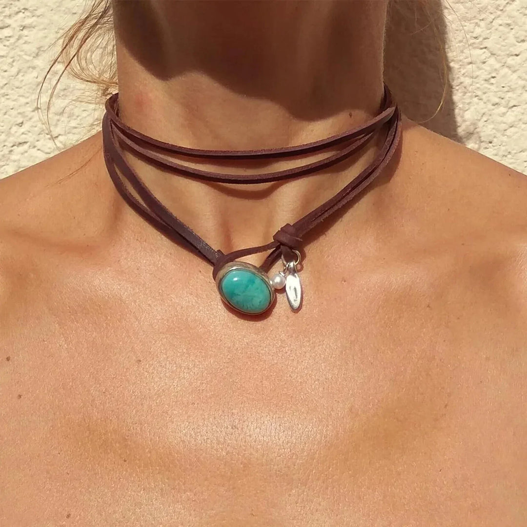 Pendentif Vintage Bohémien en Turquoise