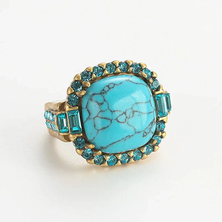 Bague Vintage Art Déco en Turquoise et Or