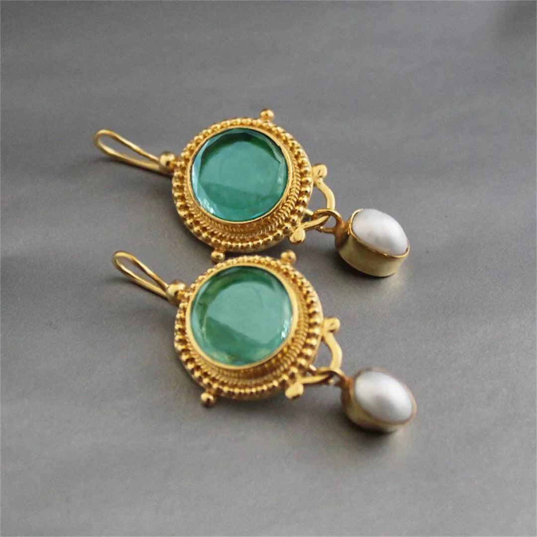 Boucles d'oreilles Vintage en Turquoise et Perle