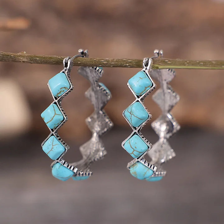 Boucles d'oreilles vintage en turquoise en forme de U