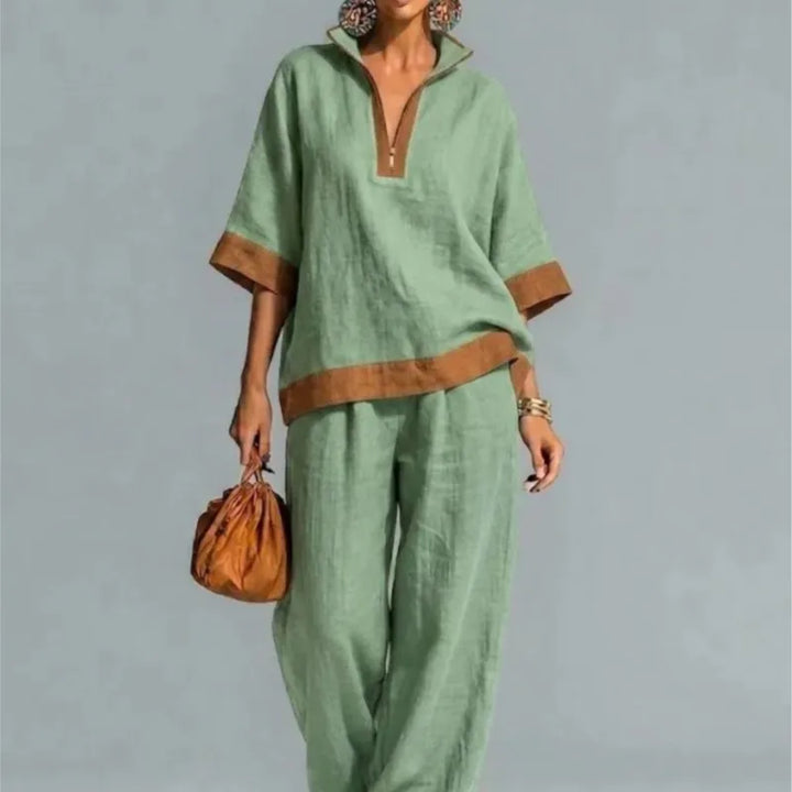 Ensemble Coordonné Vintage en Lin pour Femmes