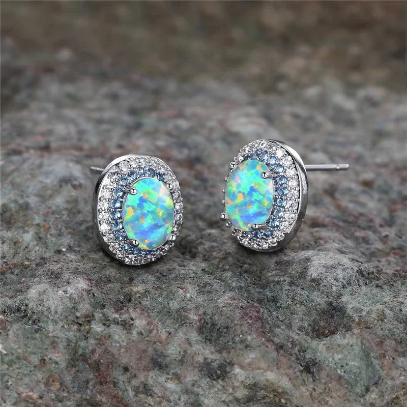 Boucles d'oreilles Rondes Antiques en Pierre Turquoise