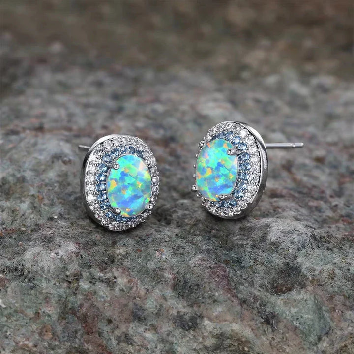Boucles d'oreilles Rondes Antiques en Pierre Turquoise