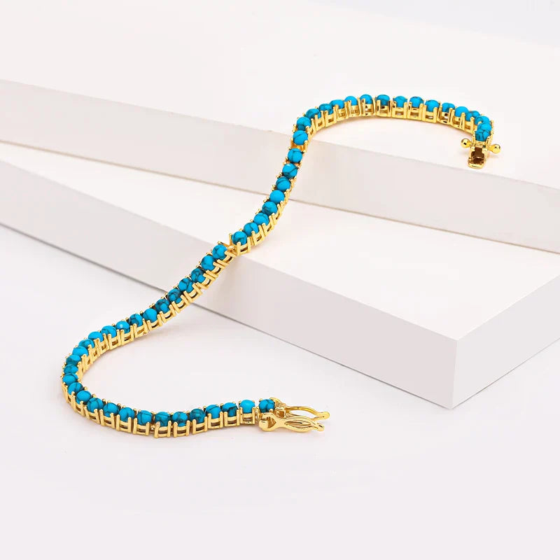 Bracelet Chaîne Élégant en Turquoise Dorée