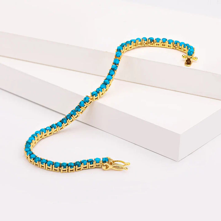 Bracelet Chaîne Élégant en Turquoise Dorée