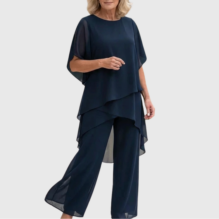 Linda | Ensemble avec pantalons palazzo drapés