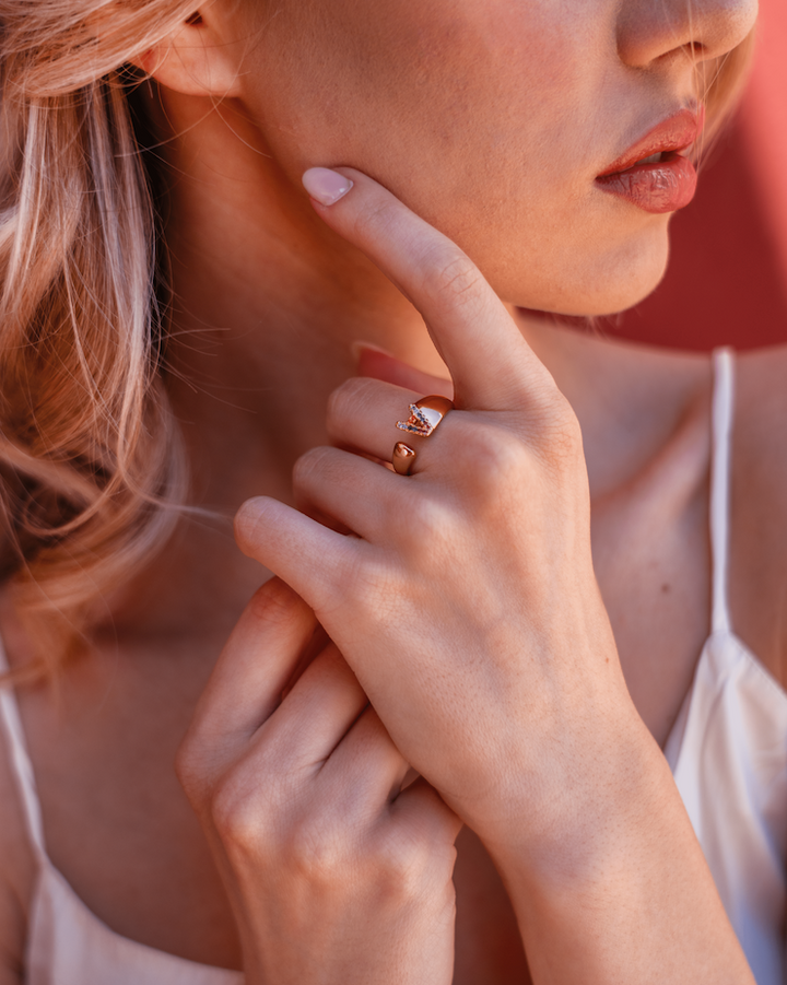 Bague avec Lettre Personnalisée en Acier Inoxydable