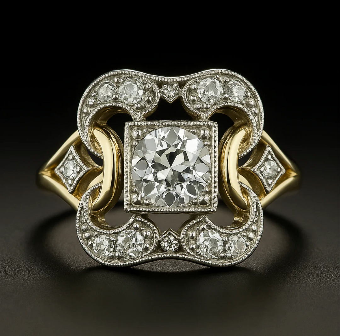 Bague en Or Classique avec Zirconia Vintage