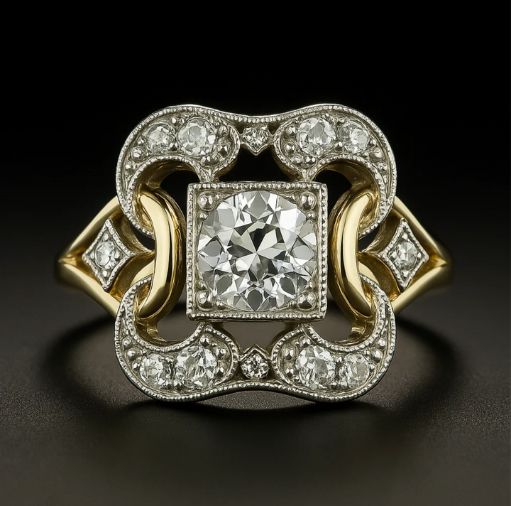 Bague en Or Classique avec Zirconia Vintage