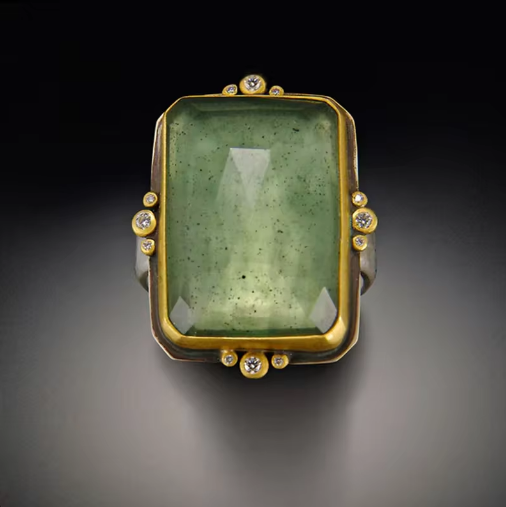 Bague en Cristal Carré Rétro Français