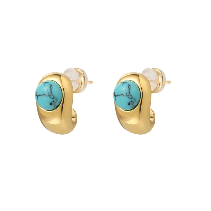 Boucles d'oreilles en cuivre courbées turquoise intemporelles