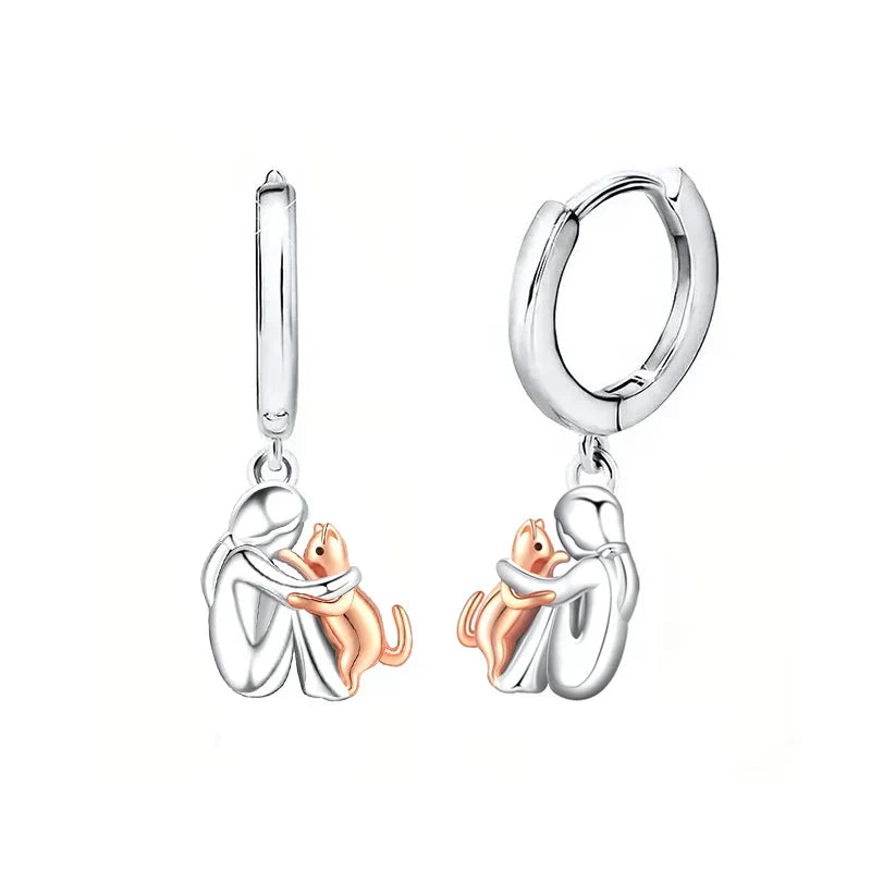 Lily™ - Boucles d'oreilles Chat Icônique avec Fermoir Rond
