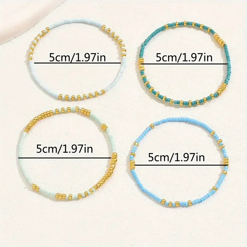 Ensemble de Bracelets en Kralen Turquoise Chic Bohémien