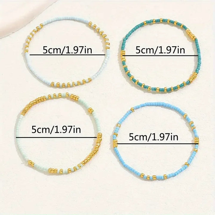 Ensemble de Bracelets en Kralen Turquoise Chic Bohémien