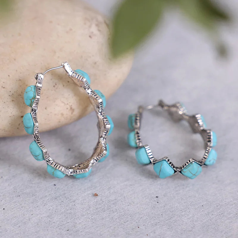 Boucles d'oreilles vintage en turquoise en forme de U