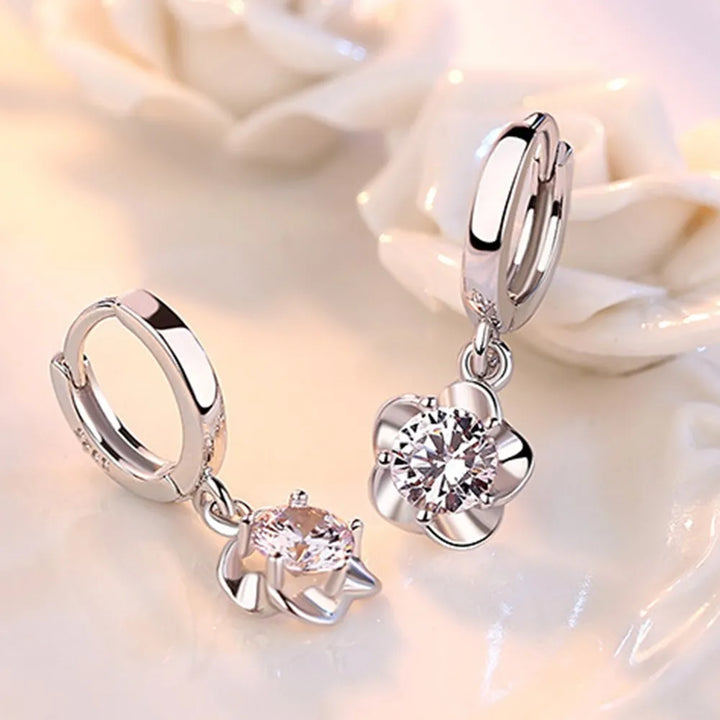 Boucles d'Oreilles en Argent avec Zirconia Violet et Blanc
