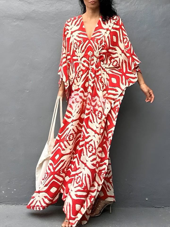 Nayla™ | Kaftan en coton avec col en V