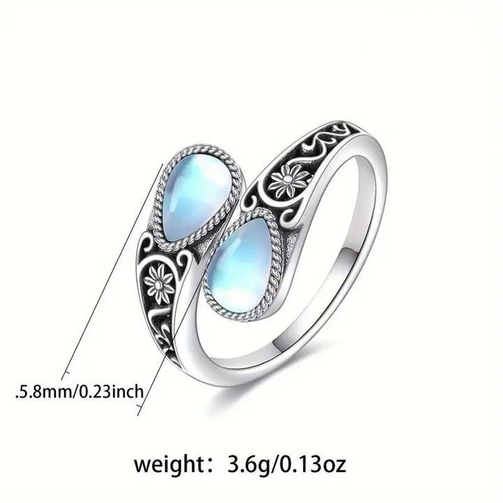 Bague Élégante avec Pierre de Lune Fleur