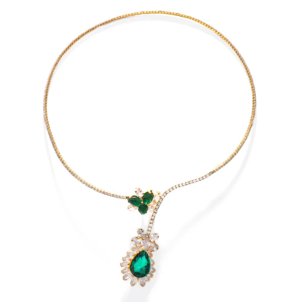 Collier Vintage Bloei van Smaragd
