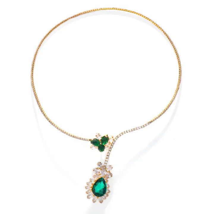 Collier Vintage Bloei van Smaragd