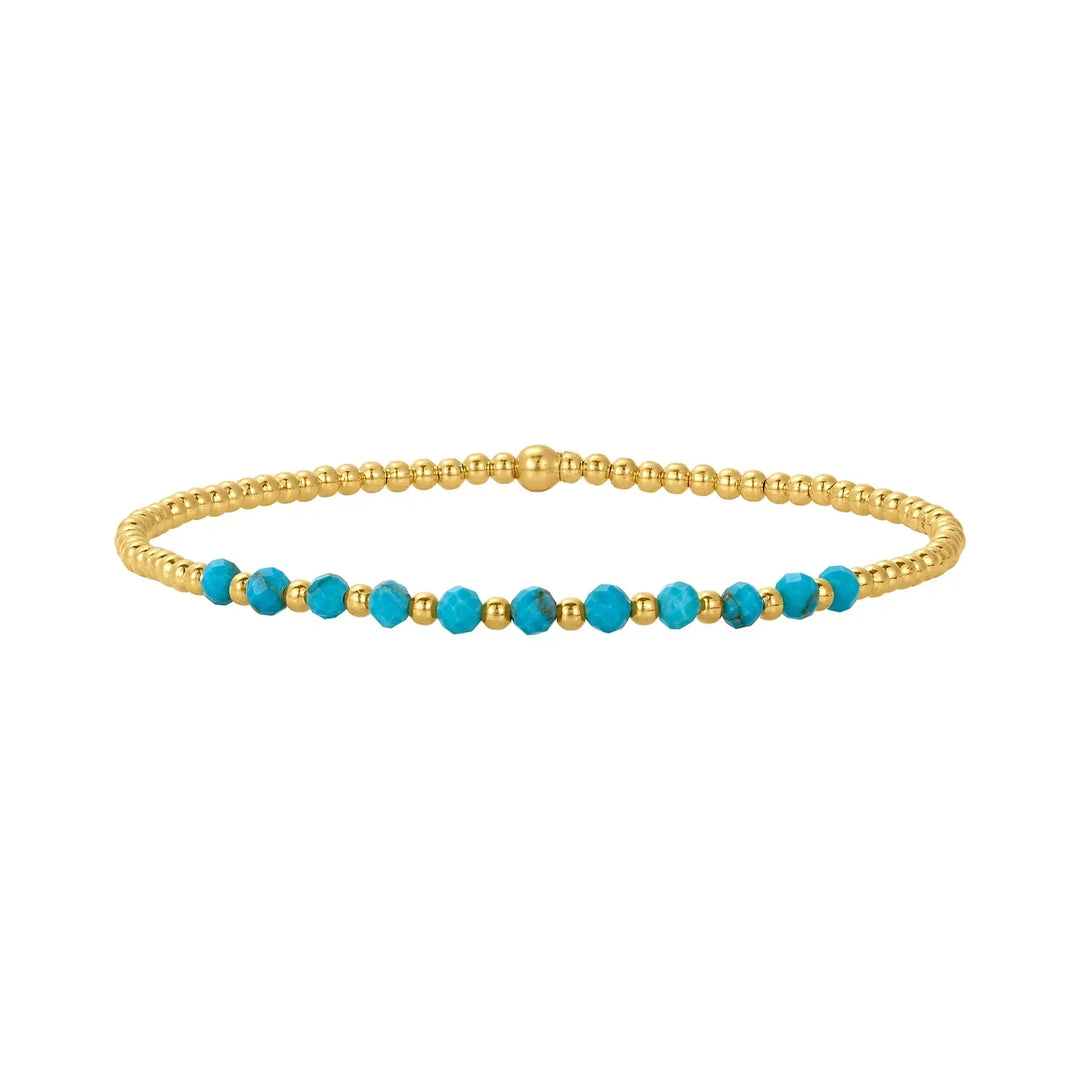 Bracelet en Perles de Turquoise en Or 18K Chic