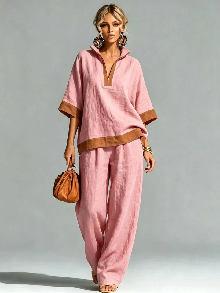 Ensemble Coordonné Vintage en Lin pour Femmes