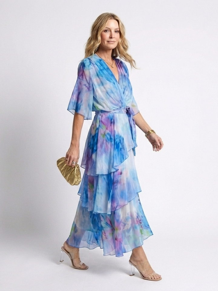 Calista | Robe maxi transparente à décolleté en V et ceinture nouée