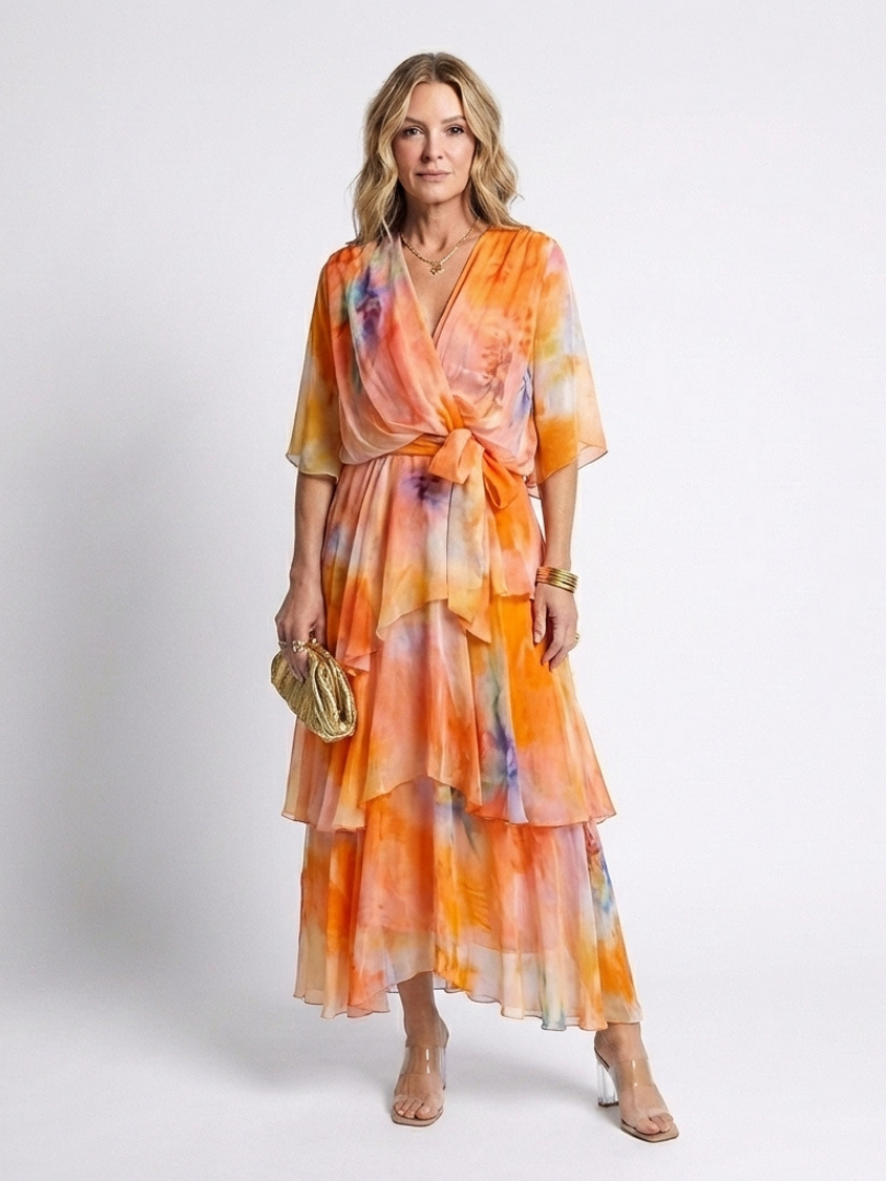 Calista | Robe maxi transparente à décolleté en V et ceinture nouée