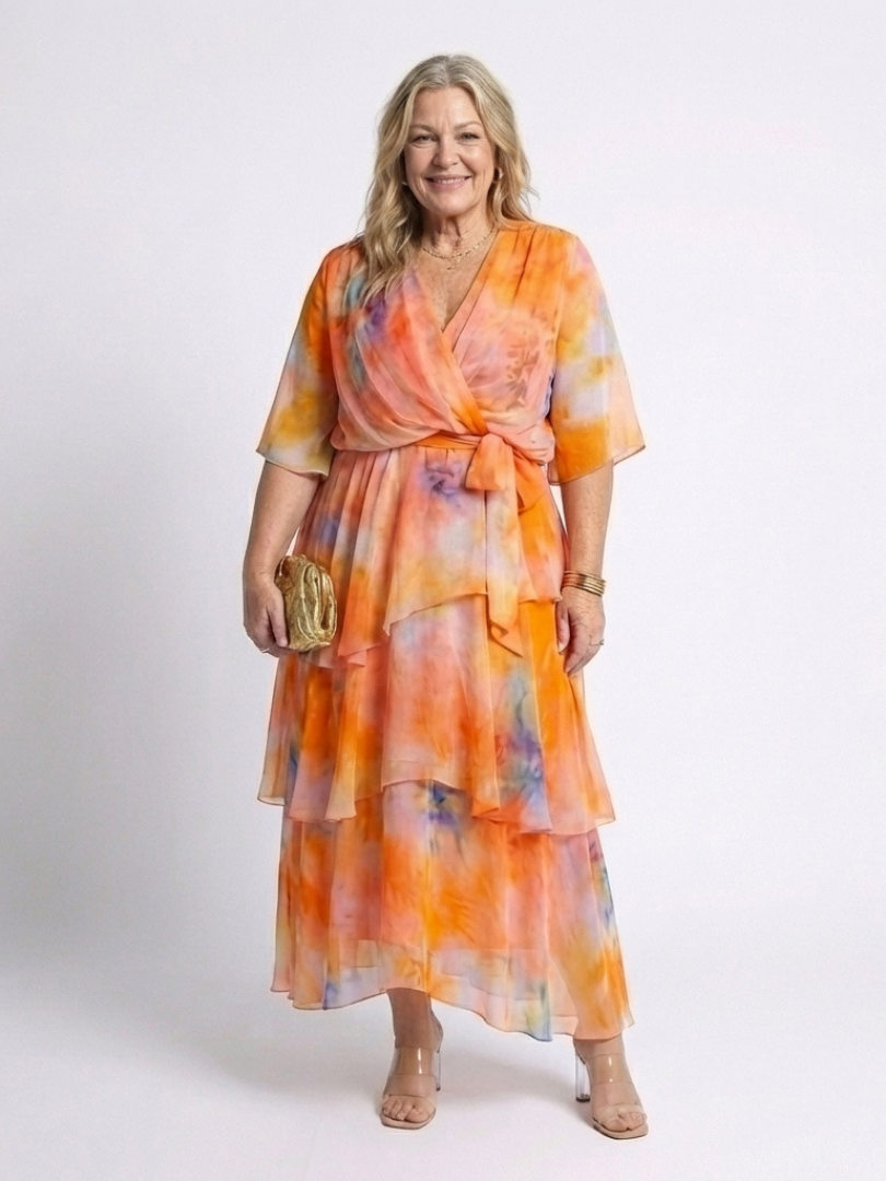 Calista | Robe maxi transparente à décolleté en V et ceinture nouée