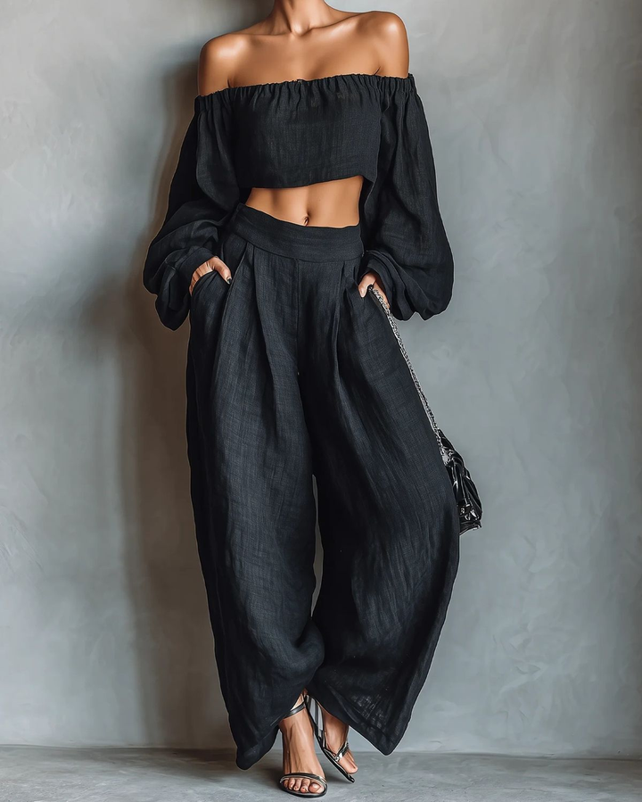 Tess™ | Ensemble épaules dénudées avec pantalon large