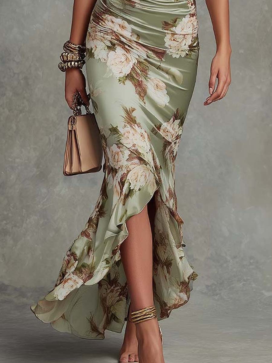 Camelia • Robe en Satin Imprimé