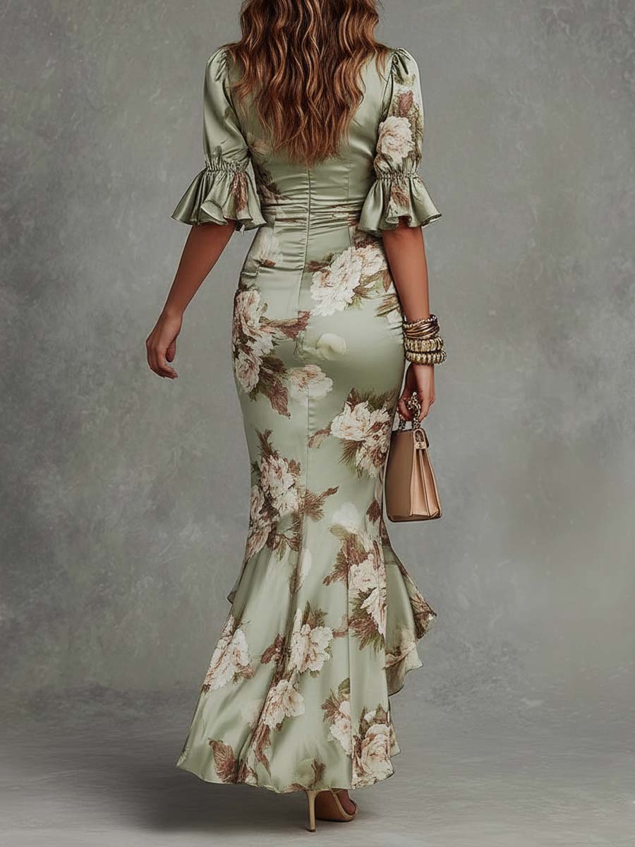 Camelia • Robe en Satin Imprimé