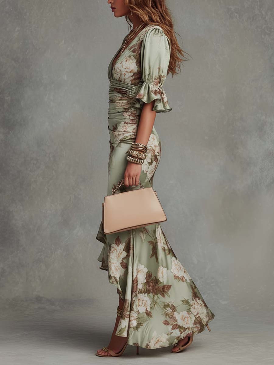 Camelia • Robe en Satin Imprimé