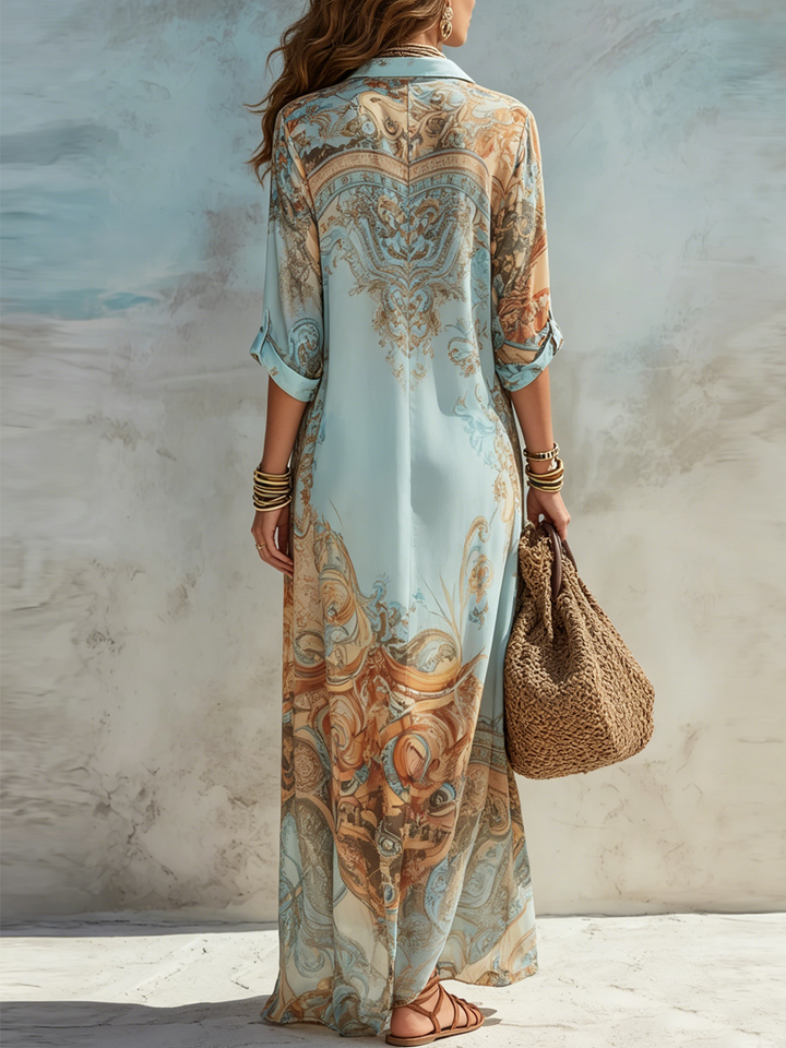 Cleo | Élégante Robe Chemise Méditerranéenne