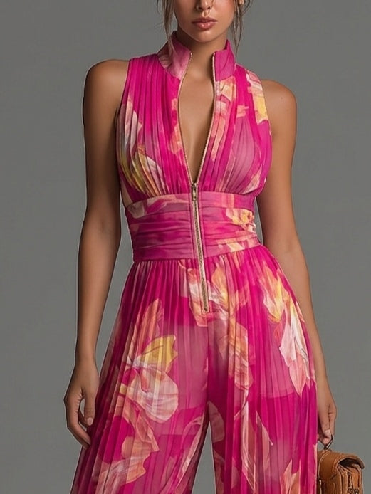 Leila | Mono Plissé Floral Fuchsia