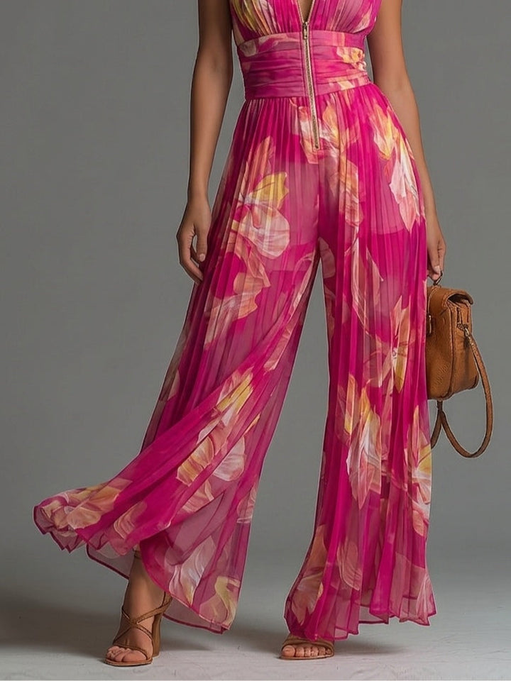 Leila | Mono Plissé Floral Fuchsia