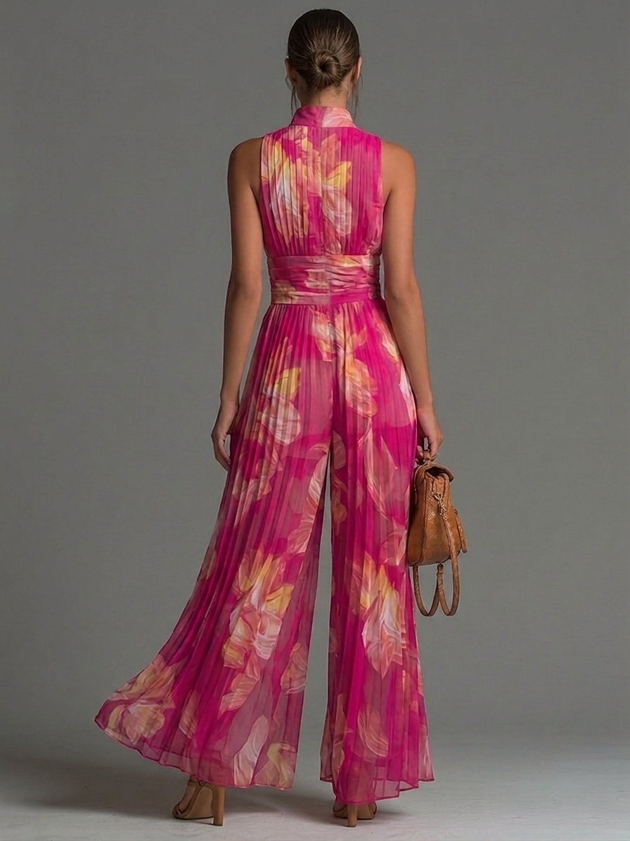 Leila | Mono Plissé Floral Fuchsia