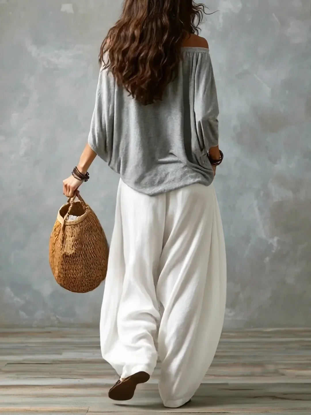 Ensemble Top Off-Shoulder & Pantalon Lantern