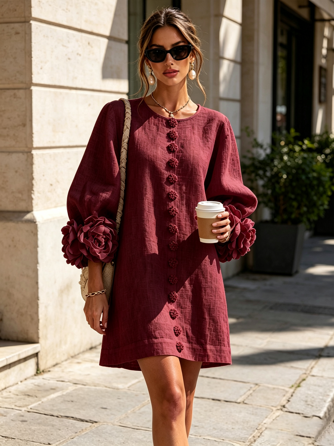 Lola | Robe mini à imprimé floral et fermeture à boutons