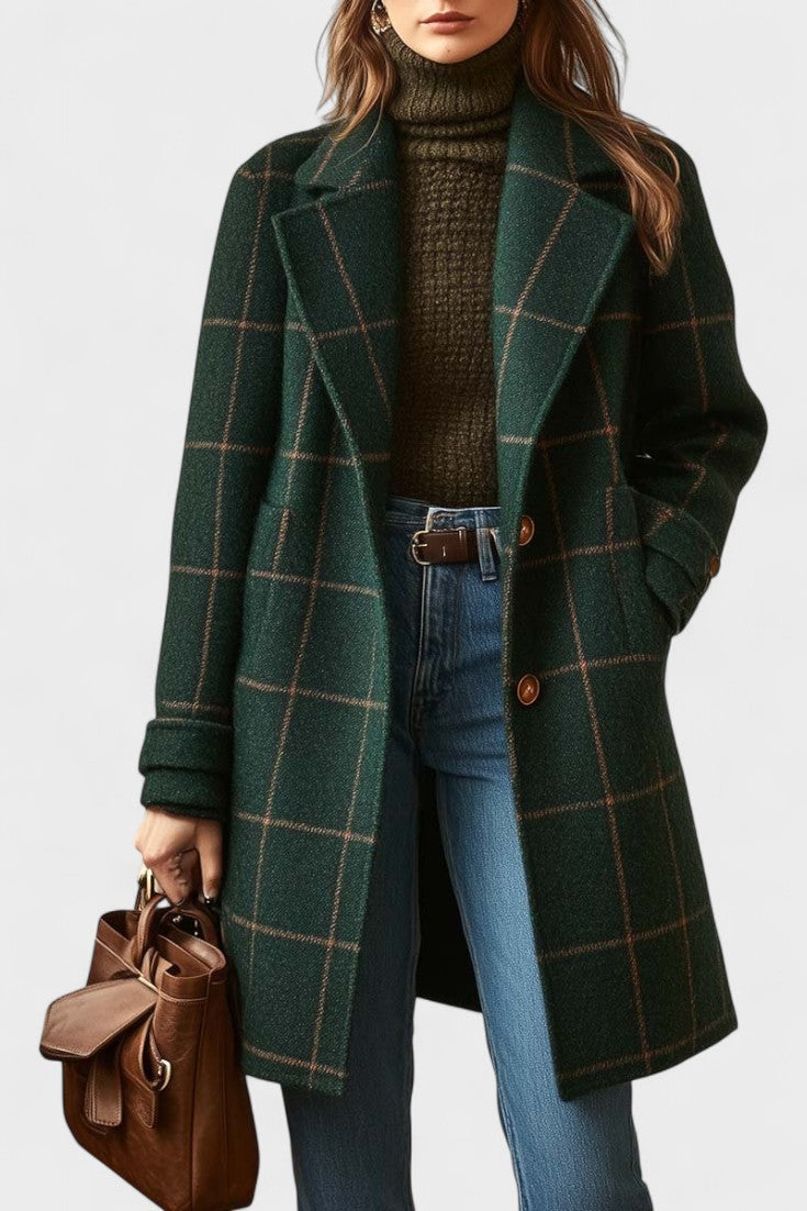 Yrsa - Manteau en tweed élégant à carreaux