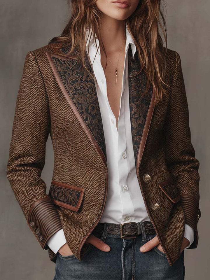 Consuelo - Blazer avec Panneaux en Houndstooth