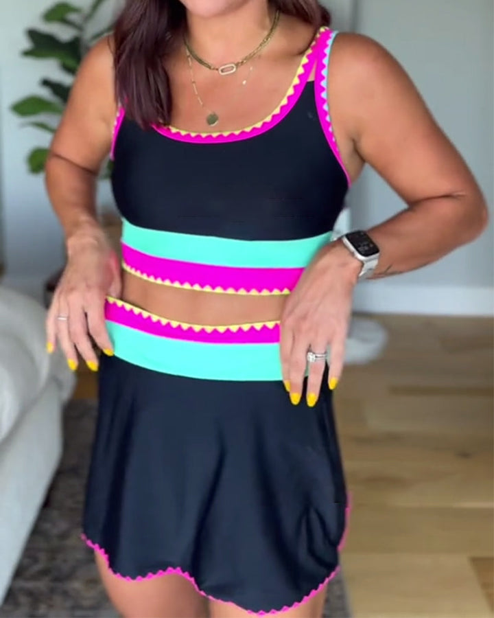 Myra | Élégant ensemble trois pièces Color Block