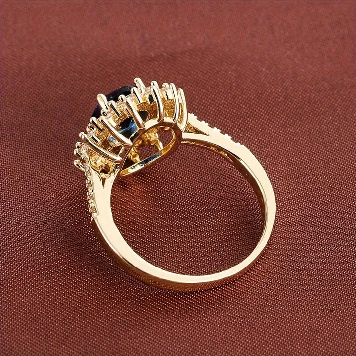 Bague Halo avec Saphir Doré