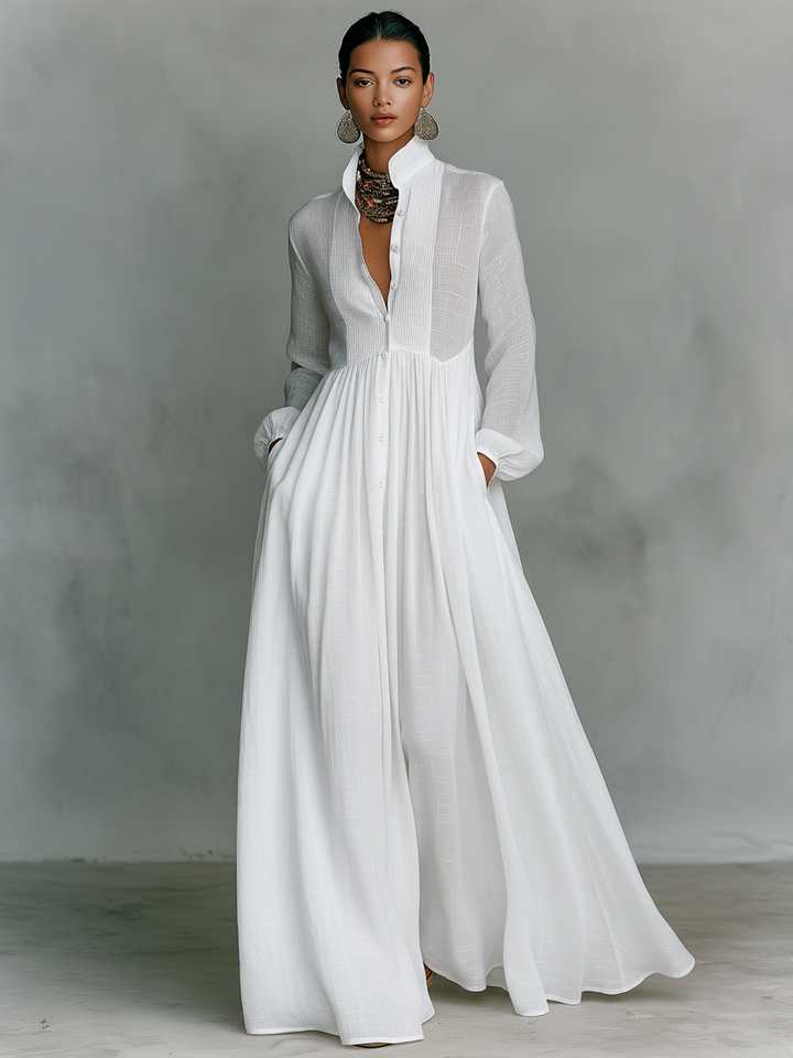 Robe Maxi Patchwork Col Montant