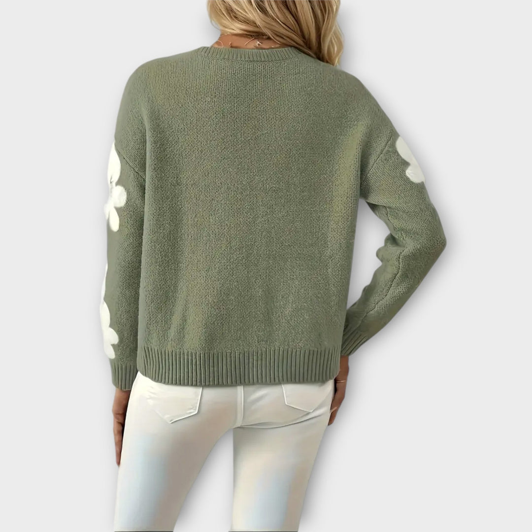 Silke - Pull en tricot doux avec motif floral
